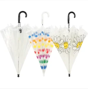 Modern Plastic Clear Umbrella Custom Logo Colorful PVC Transparent Windproof Rain Sun Adult Promotional