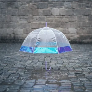 Modern Plastic Promotional Advertising Straight Umbrella Wedding Clear Windproof Travel Transparent Colorful