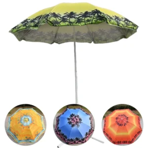 Modern Plastic Summer Sun Protection Advertising Beach Umbrella Customizable Logo Printing 1.7m Outdoor Stall 190T