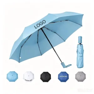 Modern Reliable 3-Fold Design Custom Printed Advertising Gift Compact Elegant Windproof Sturdy Black Coating Folding Umbrella