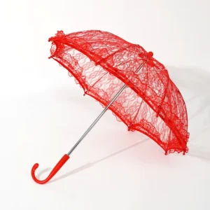 Modern Romantic Lace-Decorated Umbrella Long Handle Crook Umbrella for Wedding