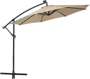 Modern Semi-Automatic Party Solar LED Cantilever Outdoor Garden Umbrella