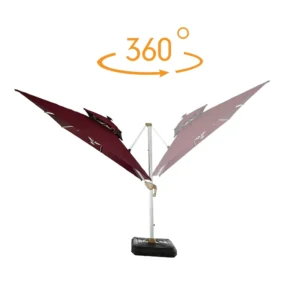 Modern Square Solar Powered Waterproof Large Cantilever Patio Umbrella Outdoor Sun Shade Garden Villa Hotel Park Awning 300CM