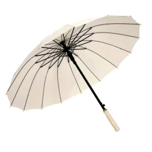 Modern Straight Umbrella 16 Ribs 39 Automatic Opening Streamlined Fibreglass Reinforced Frame UV Resistant Quick Drying Fabric