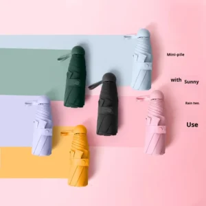 Modern Style Mini Pocket Capsule Folding Umbrella Dual Use Fresh Style Sun Rain Protection Manual Made Polyester for Advertising