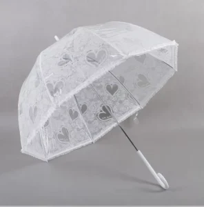 Modern Transparent Wedding Umbrella Romantic Lace Long Handle Sun Protection Adults Bride Printed Logo Rose Love Princess Dance