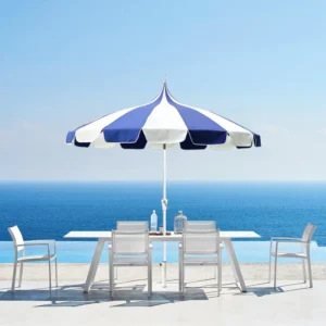 Modern Waterproof Aluminum Central Pole Umbrella with Pagoda Shape and 16 Ribs for Outdoor Hotel Furniture Use Anti Uv