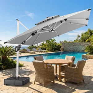 Modern Waterproof Aluminum Double-Canopy Outdoor Umbrella with Large Canopy for Hotel Pool Garden
