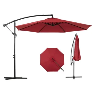 Modern Waterproof Foldable Outdoor Furniture Iron Pole 2.7M Banana Umbrella Anti-UV Protection for Patio Garden Restaurant
