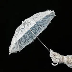 Modern White Lace Embroidery Parasol Bridal Wedding Flower Girls Umbrella Decorative Lace Party Accessory Manual Control G25 130