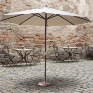 Modern Wooden Pole Waterproof Lightweight Hotel Patio Umbrella, Auto Tilt, Outdoor Dining and Park Use