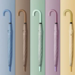 Multi Color Creative Fresh 8K Solid Color Automatic Opening UV Protection Modern Design Straight Rod Umbrella Long Rubber