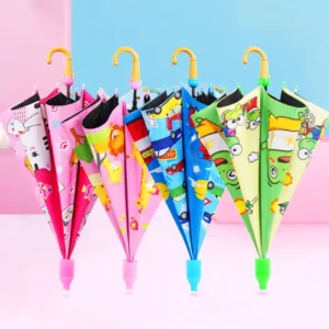 Multi-Color Custom Children’s Travel Umbrella Iron Tube Frame Long Handle Waterproof Oilpaper Panel Sun Rain Protection