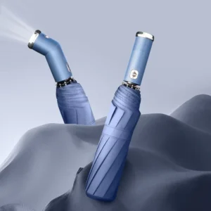 Multi-Color Foldable Automatic Umbrella with Built-in LED Light Handle for Outdoor Activities