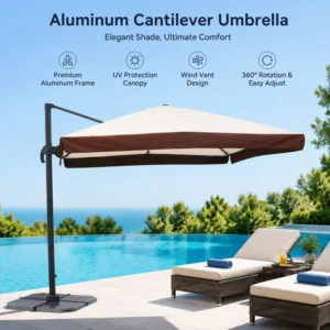Multi-Position Restaurant Terrace Garden Outdoor Roman Patio Umbrella with Water-Repellent Fabric