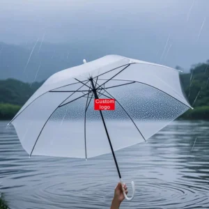 Multicolor Custom Logo PVC Transparent Semi-Automatic Straight Umbrella