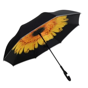 Multicolor Design Straight Rod C-Type Long-Handle Iron Tube Umbrella Manual Reverse-Open Travel Umbrella