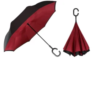 Multicolor Design Straight Rod C-Type Long-Handle Umbrella Manual Reverse-Open Rain Umbrella