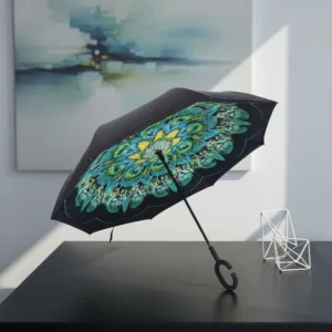 Multicolor Straight Long Handle C-Type Iron Tube Umbrella