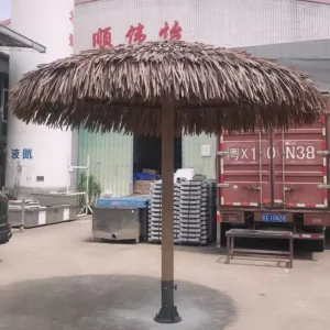 Mushroom Sun Shade Gazebo Landscape Outdoor Wooden Thatch Palm Straw Beach Umbrella