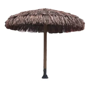 Natural Color Artificial Straw Thatched Tiki Beach Umbrella with Synthetic Palm Leaf Roof