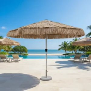 Natural Color Hawaii Hula Tiki Artificial Straw Thatched Beach Umbrella Synthetic Palm Leaf Roof Thatch