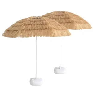 Natural Color Outdoor Palm Beach Plastic Hawaii White Tiki Hula PP Grass Thatch Straw Umbrella