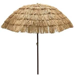 Natural Color Retro Hawaii Thatch Straw Beach Umbrella with Tassels