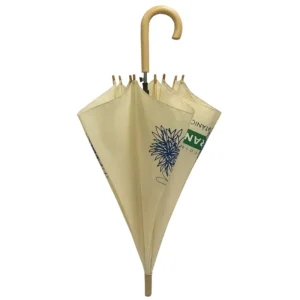 Natural Color Wood Handle Metal Frame Auto Open Stick Promotional Umbrella