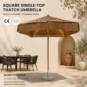 Natural Thatch Patio Umbrella for Theme Park Rest Areas and Gardens