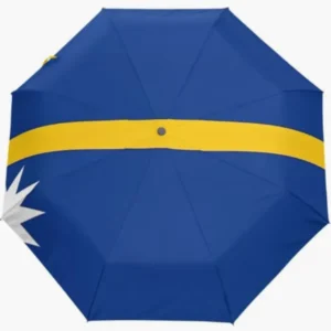 Nauru Ergonomic Non-Slip Handle Fully Automatic Folding Umbrella with Country-Themed Cultural Flag Pattern