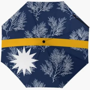 Nauru Lightweight Daily Carry Fully Automatic Folding Umbrella with Country-Themed Cultural Flag Pattern