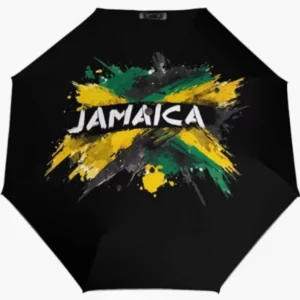 Neutral Tone Jamaica National Flag Emblem Themed Element Pattern Print Promotion Fully Automatic Folding Umbrella