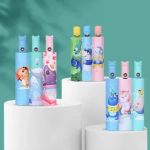 New Anti rebound Safety Black Glue Coating UV Sunny and Rainy Umbrella Automatic Kids Umbrella Folding Children’s Umbrella