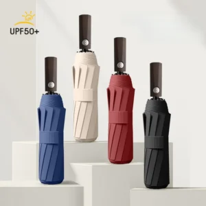 New Arrival in Stock Automatic Tri-Fold Umbrella 10-Rib Strong Frame Wind-Resistant Extra Large Umbrella for Sun and Rainproof Use