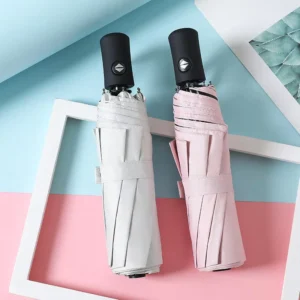 New Automatic Eight Bone 3 fold Umbrella Black Glue Sunshade Mini Pocket Umbrella Folding Rain and Sunshine Umbrella