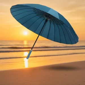 New Chinese Style Semi Automatic Straight Stick Hanging Sunny and Rainy Umbrella With Fan and Water Spray