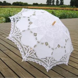 New Craft Floral Cotton Umbrella Lace Wedding Embroidery Princess Hook Dance Props Multi Function Rain Photography Use