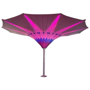 New Design Heavy Duty LED Parasol for Villa UV Resistant Round Tulip Garden Pool Windproof Aluminum Frame Polyester Sail