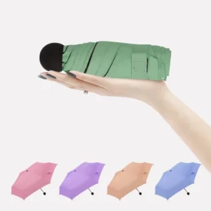 New Design Plastic Handle Custom Made Branded Mini Pocket Small Anti uv 5 Fold Umbrella for Rainy Day