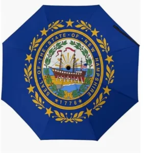 New Hampshire US State Flag Waterproof Outdoor Umbrella with Auto Open Close and UV Coating