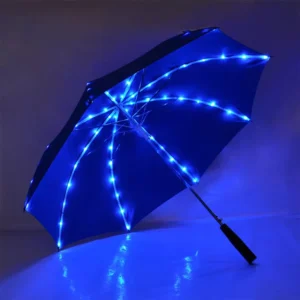 New Invention Custom LED Flying Straight Umbrellas with Seven Color Advertisement and Transparent Design