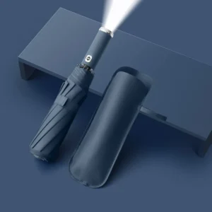 New LED Flashlight Automatic Dual-Purpose Multi-Functional Night Strong Smart Umbrella with Light Folding Outdoor Led Umbrella