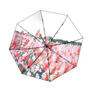 New Mini Five-Fold Manual Advertising Umbrella Double Layer UV Protection Japanese Style Solid Wood Handle Portable Giveaways