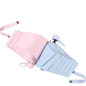 New Modern Manual Mini Portable Women’s Sun Rain Umbrella with Folding Design Vinyl Pocket Customizable Advertising
