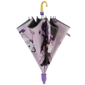 New Safety Kids’ Umbrella Cute Cartoon Semi-Automatic Big 95cm Long-Handled Sun Protection Pongee for Kids Aged 6-12 Back