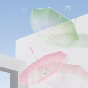 New Strong Wind Resistant Clear Umbrellas Long Handle Women’s Simple Gradient Transparent Umbrella