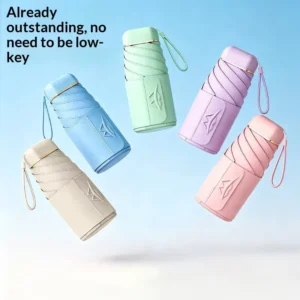 New Stylish Summer Folding Umbrella Portable Wide Strap UV Protection Sun and Rain Dual-Use Gift Umbrella
