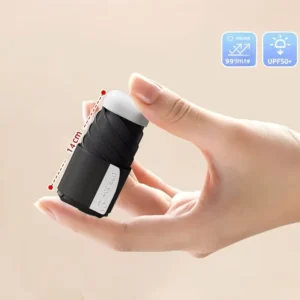 New Ultra Mini Pocket Umbrella 7 Folds Full Blackout Lightproof Compact Parasol with Carry Bag Gift