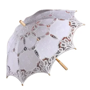 New Wedding Lace Umbrella Cotton Embroidery Bridal Umbrella White Beige Parasol Sun Umbrella for Wedding Decoration Photography